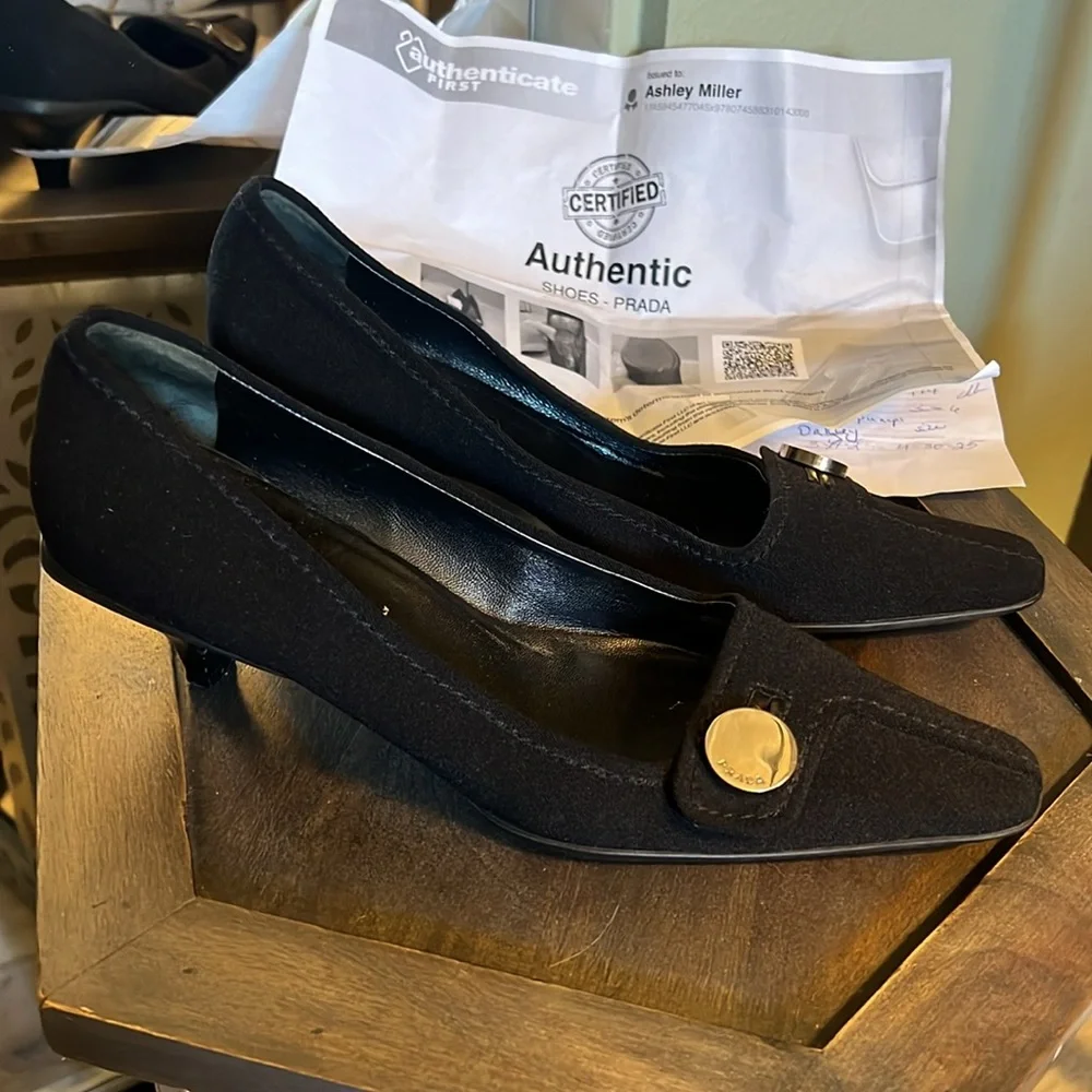 🛑 1 hour sale. Prada, size 6.5 (37 EU) Elegant Black Women's heels, 💯 authentic - Picture 3 of 12